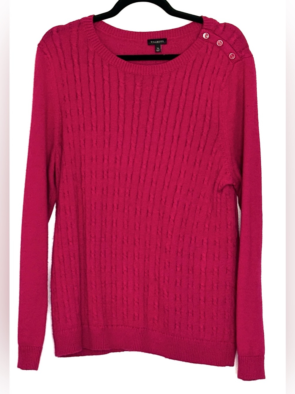 Talbots Cable Crewneck Sweater Fuchsia Size XL